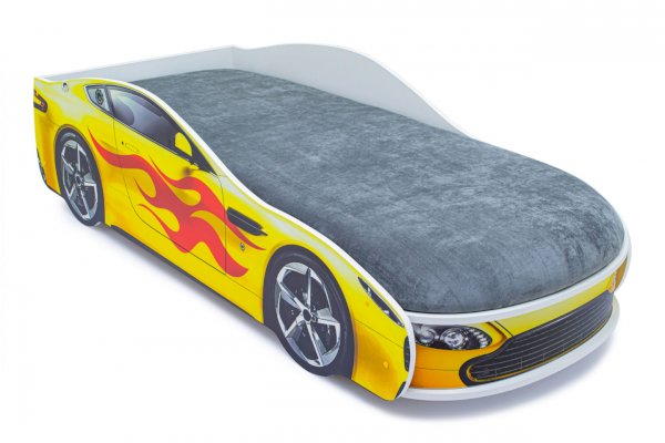 Детская кровать-машина Бондмобиль желтый с подъемным механизмом (Бельмарко)